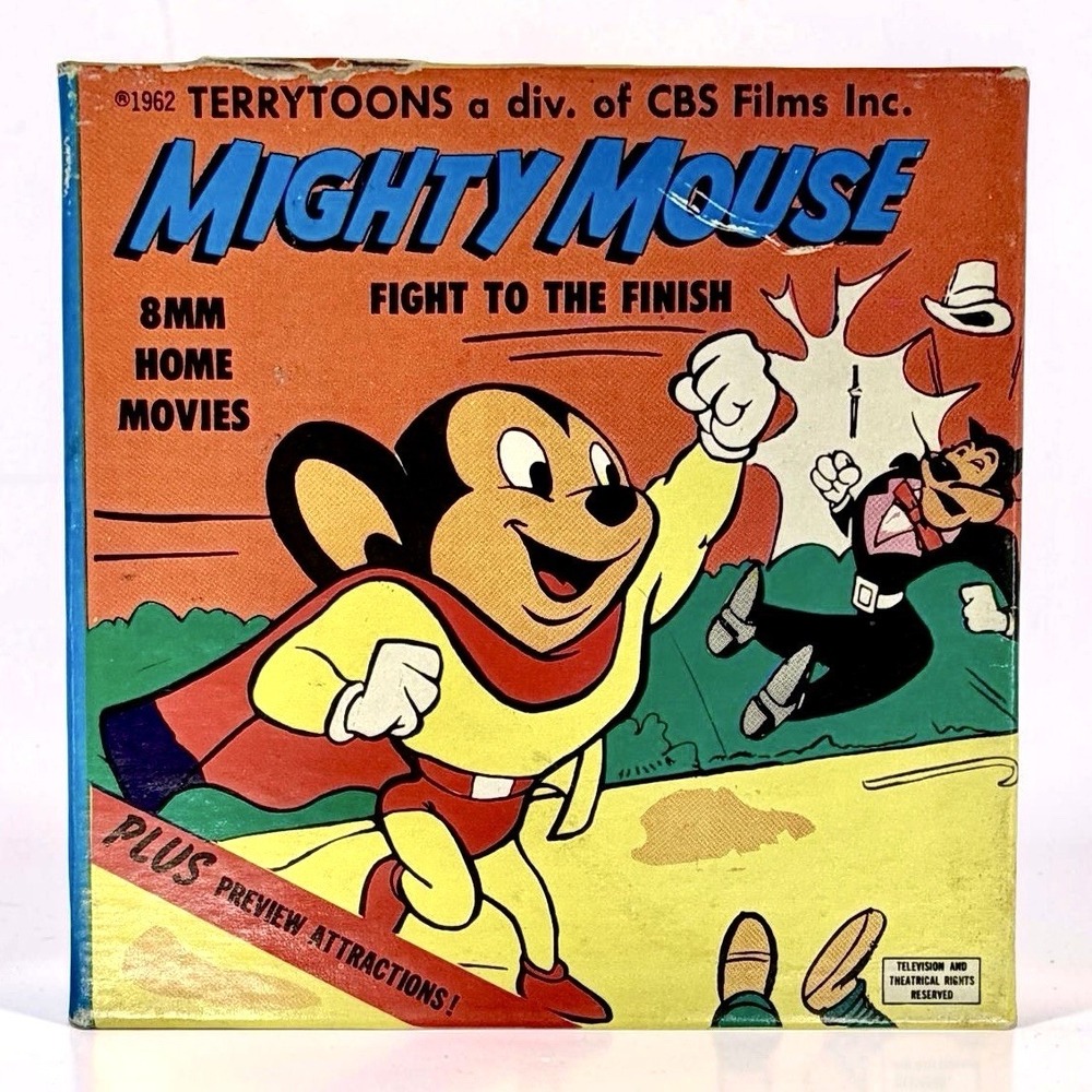 VTG 1962 Mighty Mouse Fight to the Finish 8mm Film Reel Ken Films Complete Box